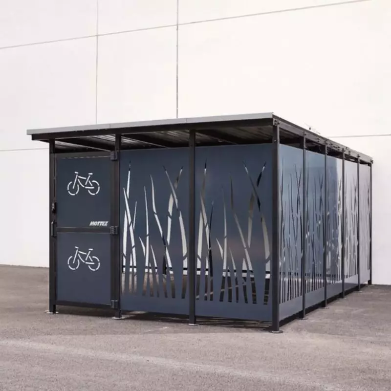 Abri vélos en métal avec bardage ajouré anthracite