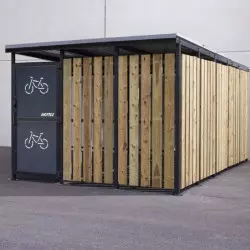 Abri pour vélos en acier avec bardage en bois