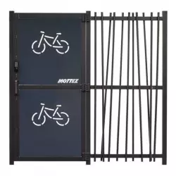 Porte à digicode de l'abri deux-roues modèle bambou Porte à digicode de l'abri deux-roues modèle bambou
