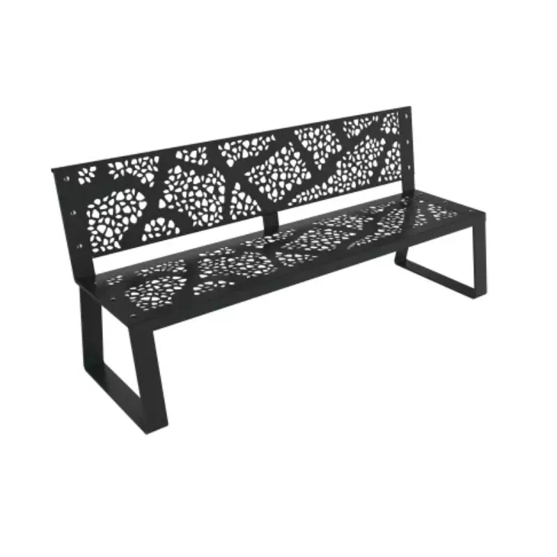 Banc métallique gris anthracite avec découpe laser