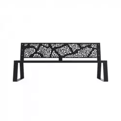 Banc urbain en métal anthracite avec découpe laser effet cailloux