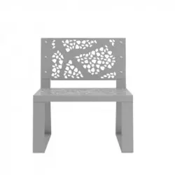 Fauteuil urbain avec découpe laser en acier gris 9006