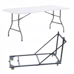 Table rectangulaire pliante en polypro et chariot