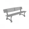 Banc urbain en métal ajouré et fonte coloris gris alu Banc urbain en métal ajouré et fonte coloris gris alu