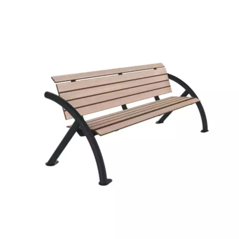 Banc public en HPL effet lames chêne clair