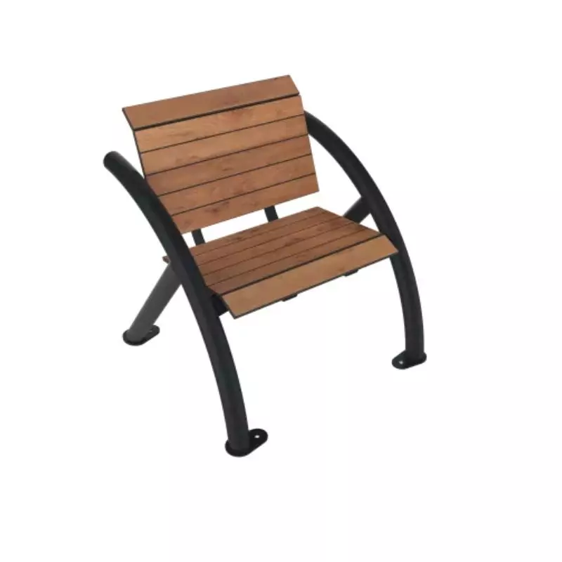 Fauteuil extérieur HPL effet lames pin Tyrol et acier