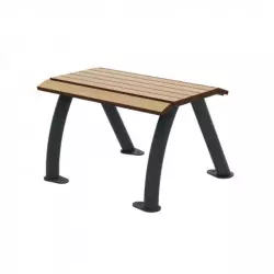 Banquette extérieure individuelle HPL effet lames chêne clair et acier