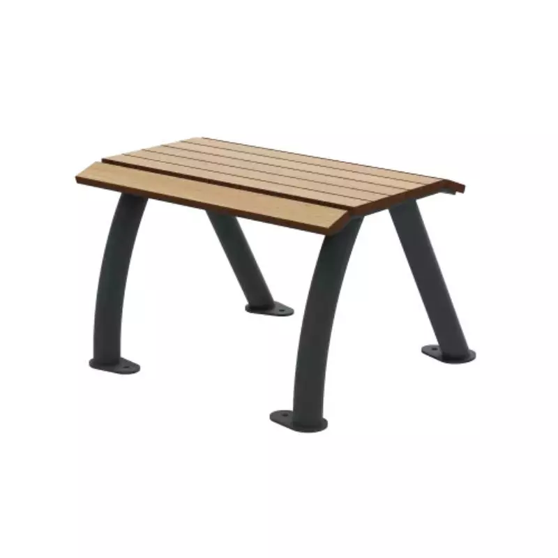 Banquette extérieure individuelle HPL effet lames chêne clair et acier