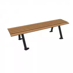 Banquette urbain en stratifié effet lames teck
