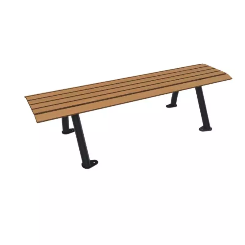 Banquette urbain en stratifié effet lames teck