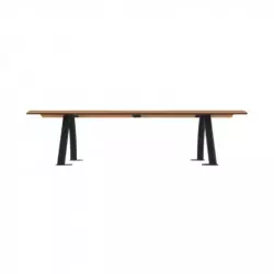 Banquette en acier et HPL effet lames finition teck Banquette en acier et HPL effet lames finition teck