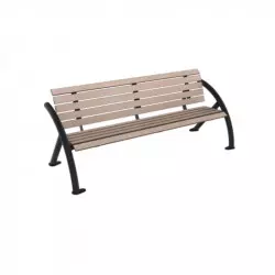 Banc public en acier et HPL lames chêne clair