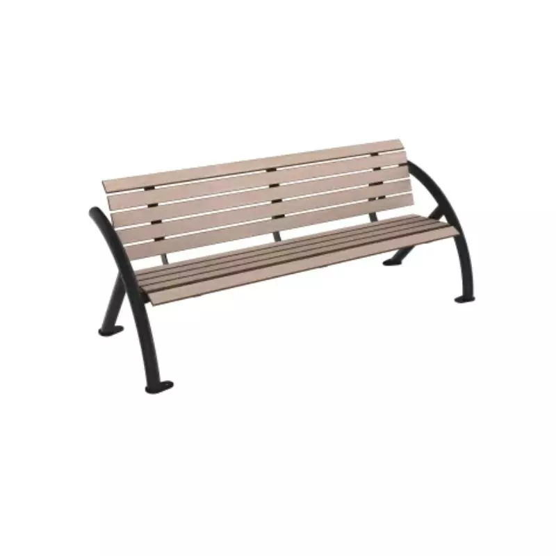 Banc public en acier et HPL lames chêne clair