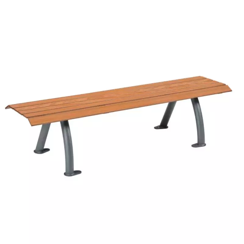 Banquette extérieure en lames HPL aspect teck