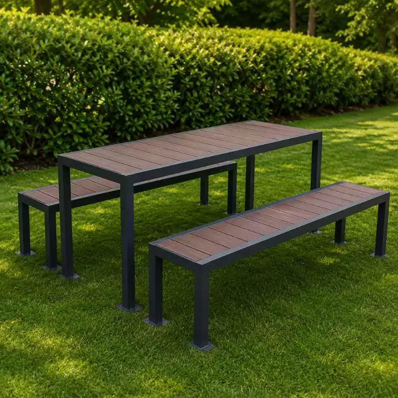 Table et banquette en plastique recyclé