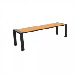 Banquette urbaine compact HPL plein finition teck et acier gris anthracite