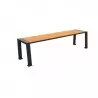 Banquette urbaine compact HPL plein finition teck et acier gris anthracite
