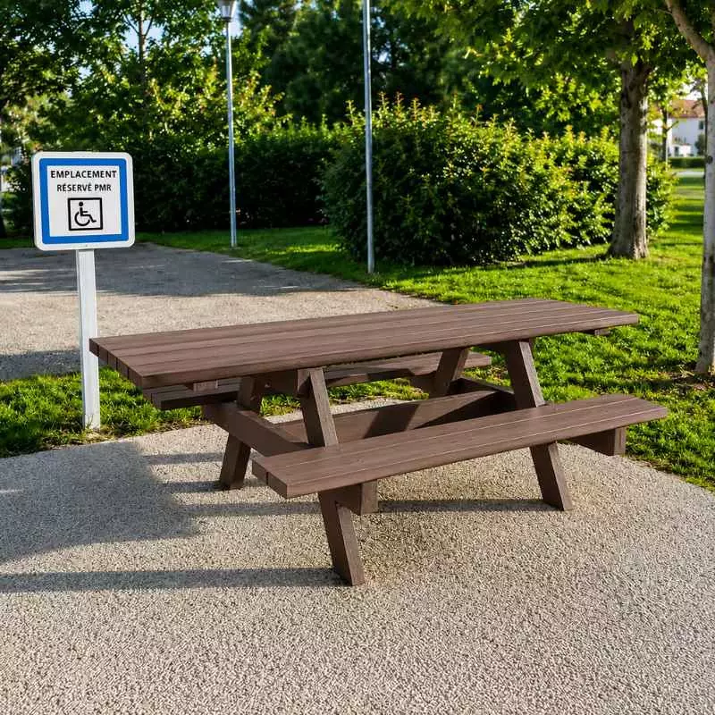 Table extérieure en plastique recyclé accessible PMR