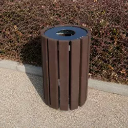 Corbeille publique ronde en plastique recyclé