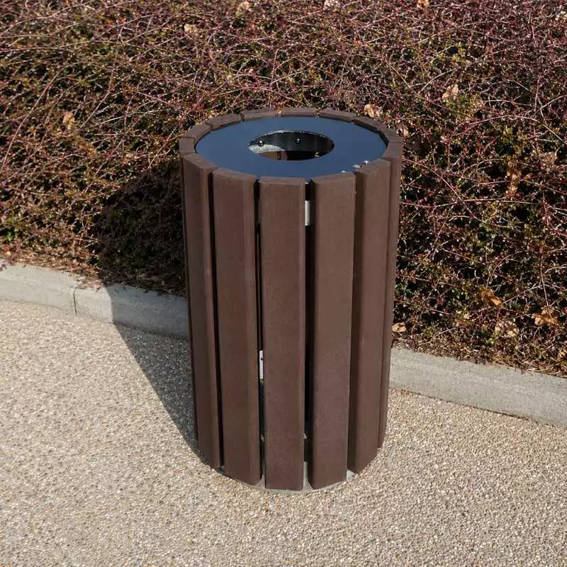Corbeille publique ronde en plastique recyclé