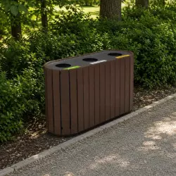Poubelle tri sélectif 3 compartiments en plastique recyclé