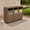 Poubelle 3 bacs tri sélectif en plastique recyclé