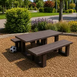 Table de pique-nique avec banquettes pour enfants en plastique recyclé