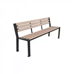 Banc public en HPL finition lames chêne clair