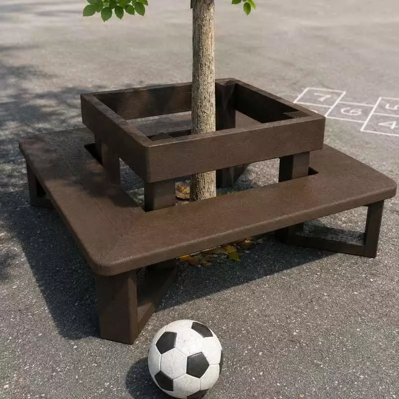 Banc d'arbre en plastique recyclé en plastique recyclé