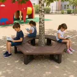 Banc hexagonal pour enfant en plastique recyclé
