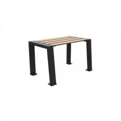 Banquette urbaine 1 place en compact HPL lames chêne clair et acier