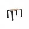 Banquette urbaine 1 place en compact HPL lames chêne clair et acier
