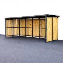 Abri à vélo ouvert en tôle et bois