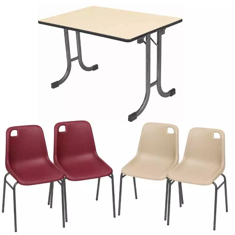 Lot tables pliantes Vendée et chaise empilable a coque Vanoise