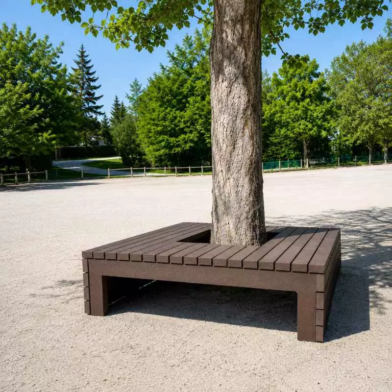 Banc tour d'arbre plastique recyclé ARBORIA
