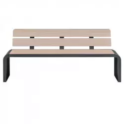 Banc public compact HPL finition lames chêne clair et acier
