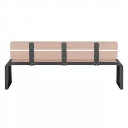 Banc urbain acier et lames HPL chêne clair vue dos