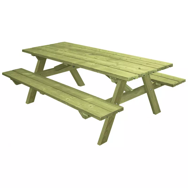 Table extérieur de picnic & jardin - 2m - 6 personnes - Bois