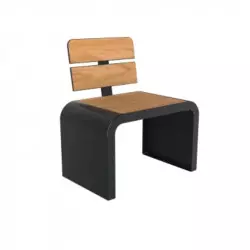 Fauteuil public en acier et HPL lames aspect teck