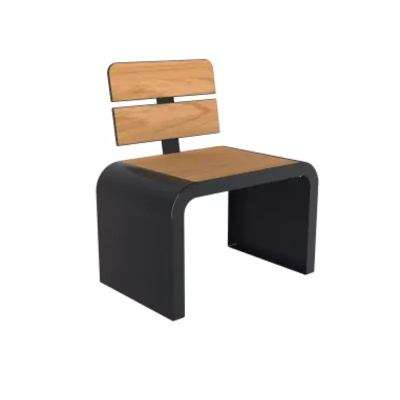 Fauteuil public en acier et HPL lames aspect teck