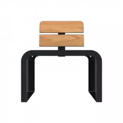 Fauteuil urbain en lames de HPL finition teck et acier Fauteuil urbain en lames de HPL finition teck et acier