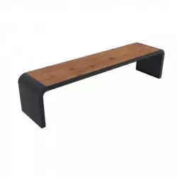 Banquette publique en acier et HPL lames teintées pin Tyrol