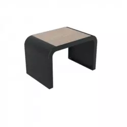 Assise publique en acier et HPL lames coloris chêne clair