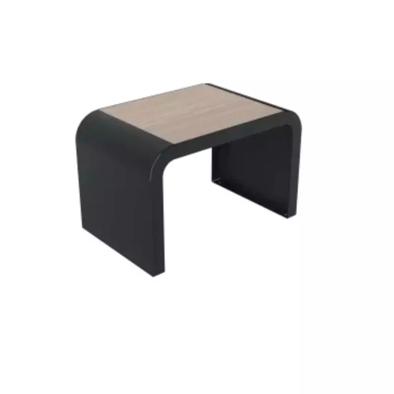 Assise publique en acier et HPL lames coloris chêne clair