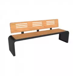 Banc public en acier et HPL ajouré finition teck