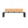 Banc public compact HPL ajouré aspect teck et acier Banc public compact HPL ajouré aspect teck et acier