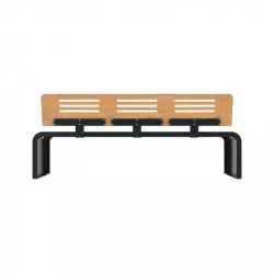 Banc urbain acier et stratifié ajouré coloris teck Banc urbain acier et stratifié ajouré coloris teck