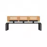 Banc urbain acier et stratifié ajouré coloris teck Banc urbain acier et stratifié ajouré coloris teck
