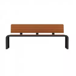 Banc public compact HPL effet lames coloris teck et acier