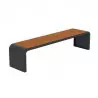 Banquette publique en acier et HPL effet lames aspect teck Banquette publique en acier et HPL effet lames aspect teck